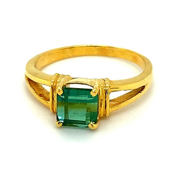 Green Tourmaline 1.53ct Solid 18K Yellow Gold Ring - Picture 1 of 7